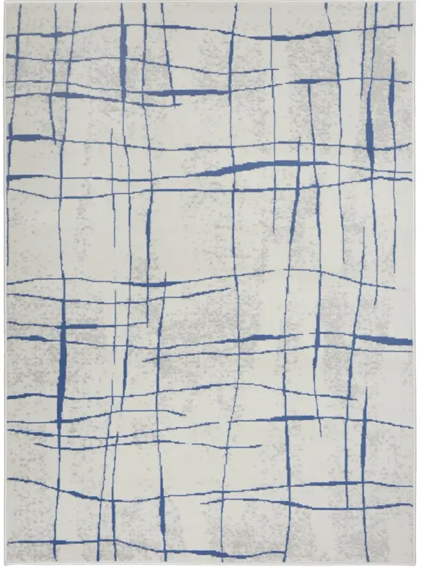 Whimsicle WHS09 Ivory/Blue 5' x 7' Rug