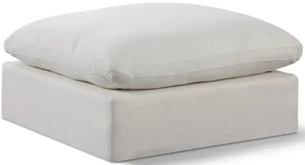 Meridian Furniture Comfy Cream Linen Textured Fabric Modular Ottoman