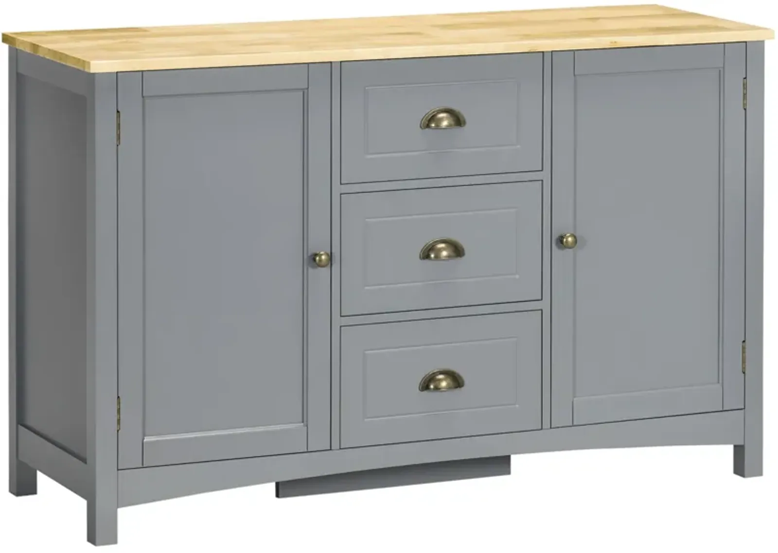 Grey Entryway Buffet: Cabinet with Drawers, Shelves & Rubber Wood Top