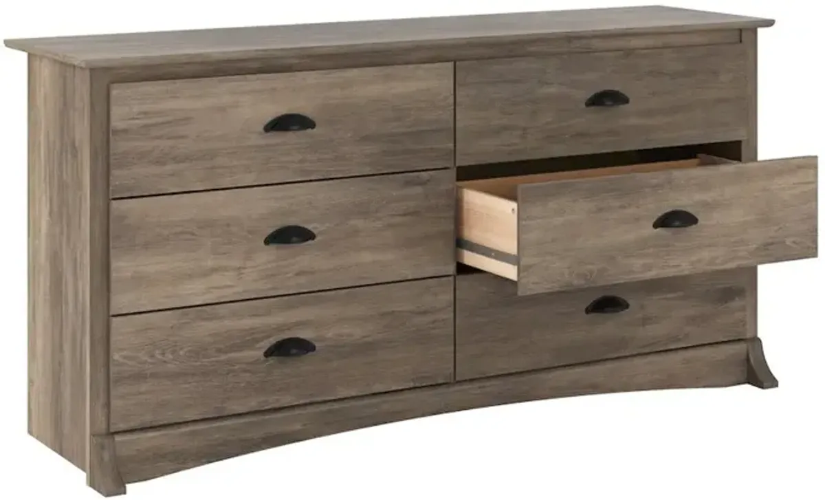 Prepac Salt Spring 6-Drawer Dresser in Drifted Gray