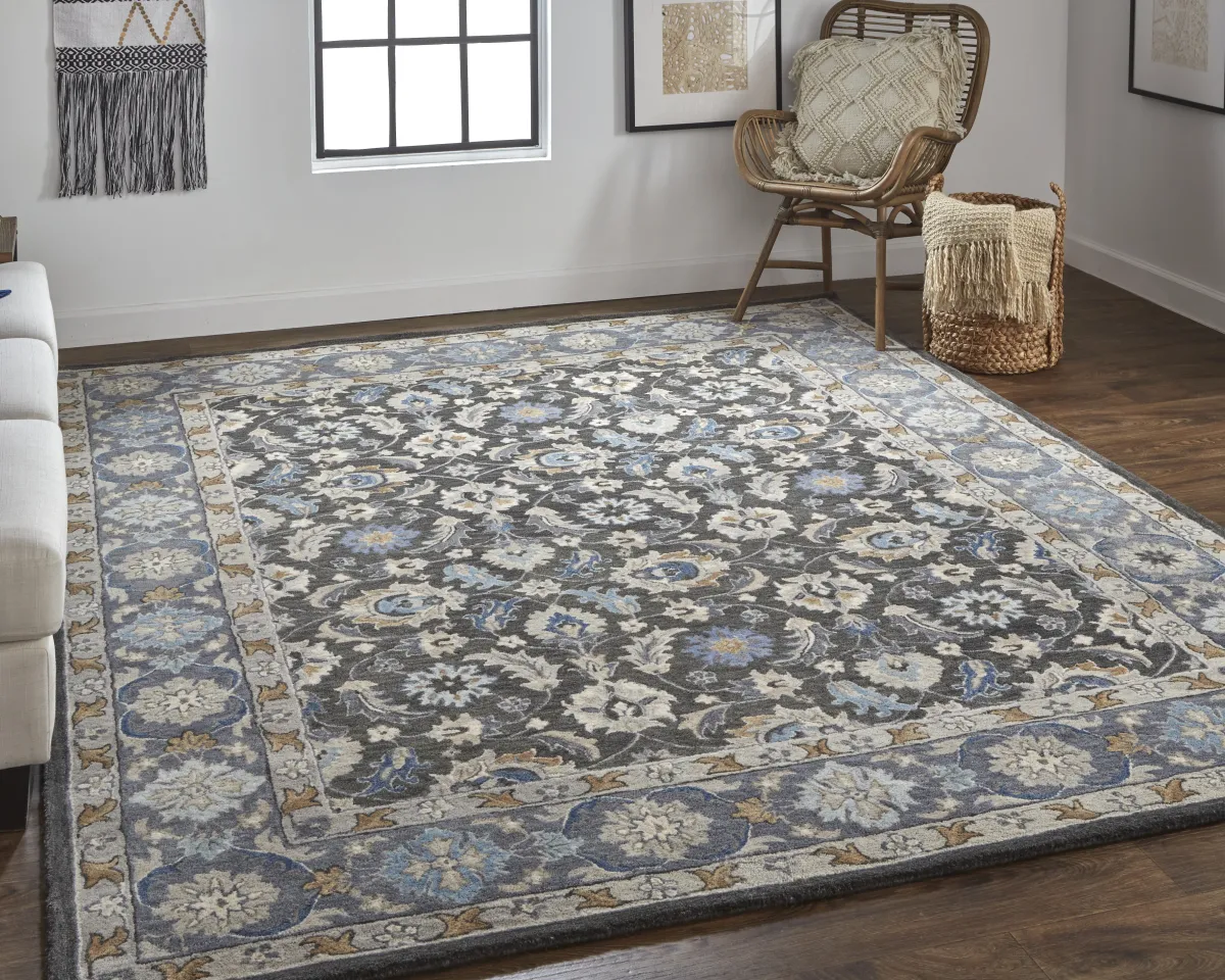 Rylan 8643F Taupe/Blue/Ivory 5' x 8' Rug