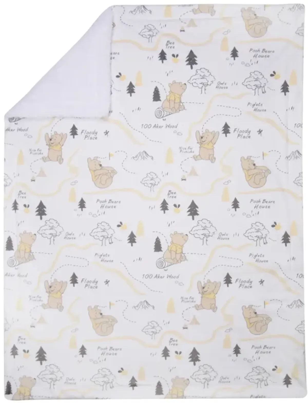 Lambs & Ivy Disney Baby Pooh and the Hundred Acre Woods White Baby Blanket