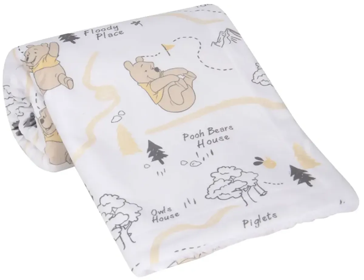 Lambs & Ivy Disney Baby Pooh and the Hundred Acre Woods White Baby Blanket