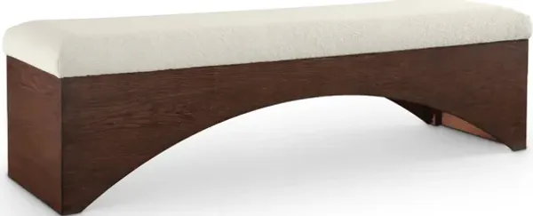Meridian Furniture Lawson Cream Velour Fur Fabric Bench