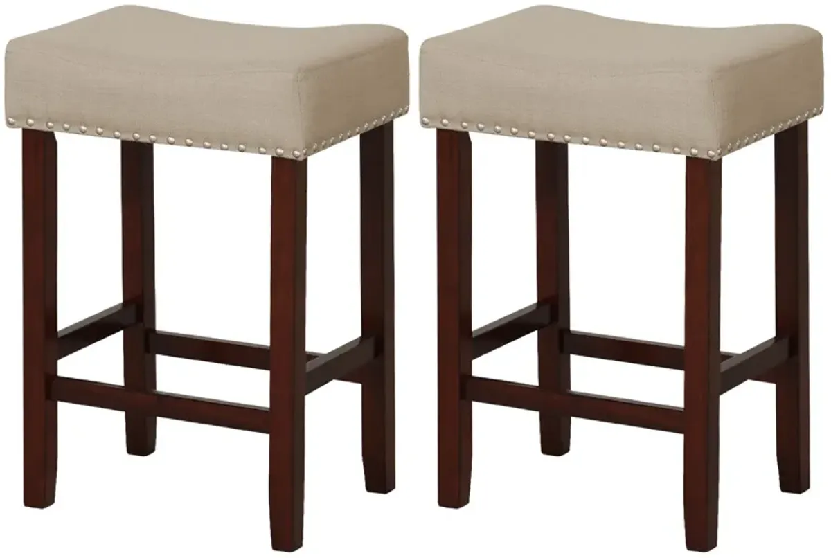 Set of 2 24 Inch Bar Stool with Curved Seat Cushions