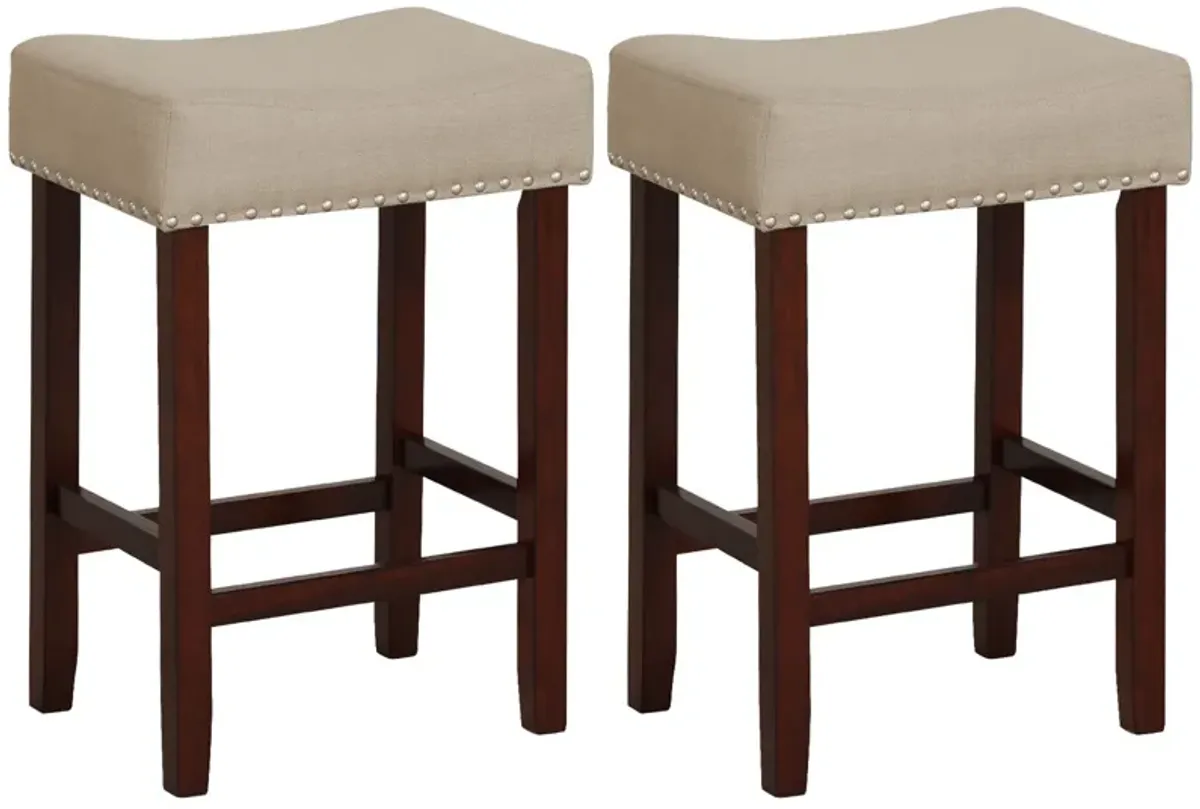 Set of 2 24 Inch Bar Stool with Curved Seat Cushions