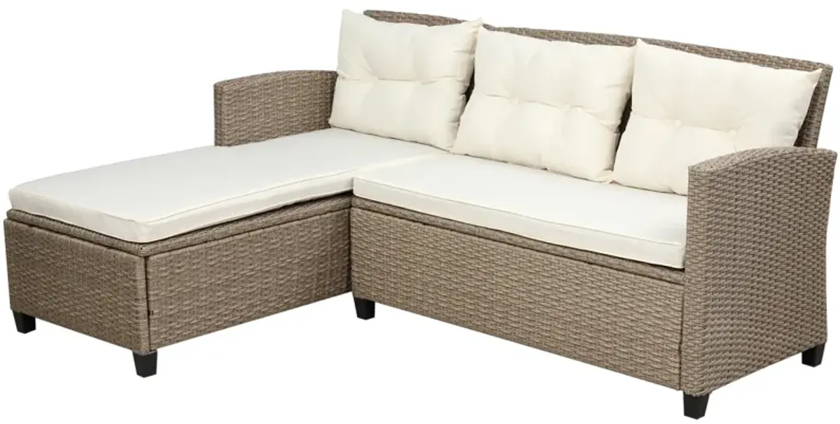 Outdoor, Patio Furniture Sets, 4 Piece Conversation Set Wicker Rattan Sectional Sofa