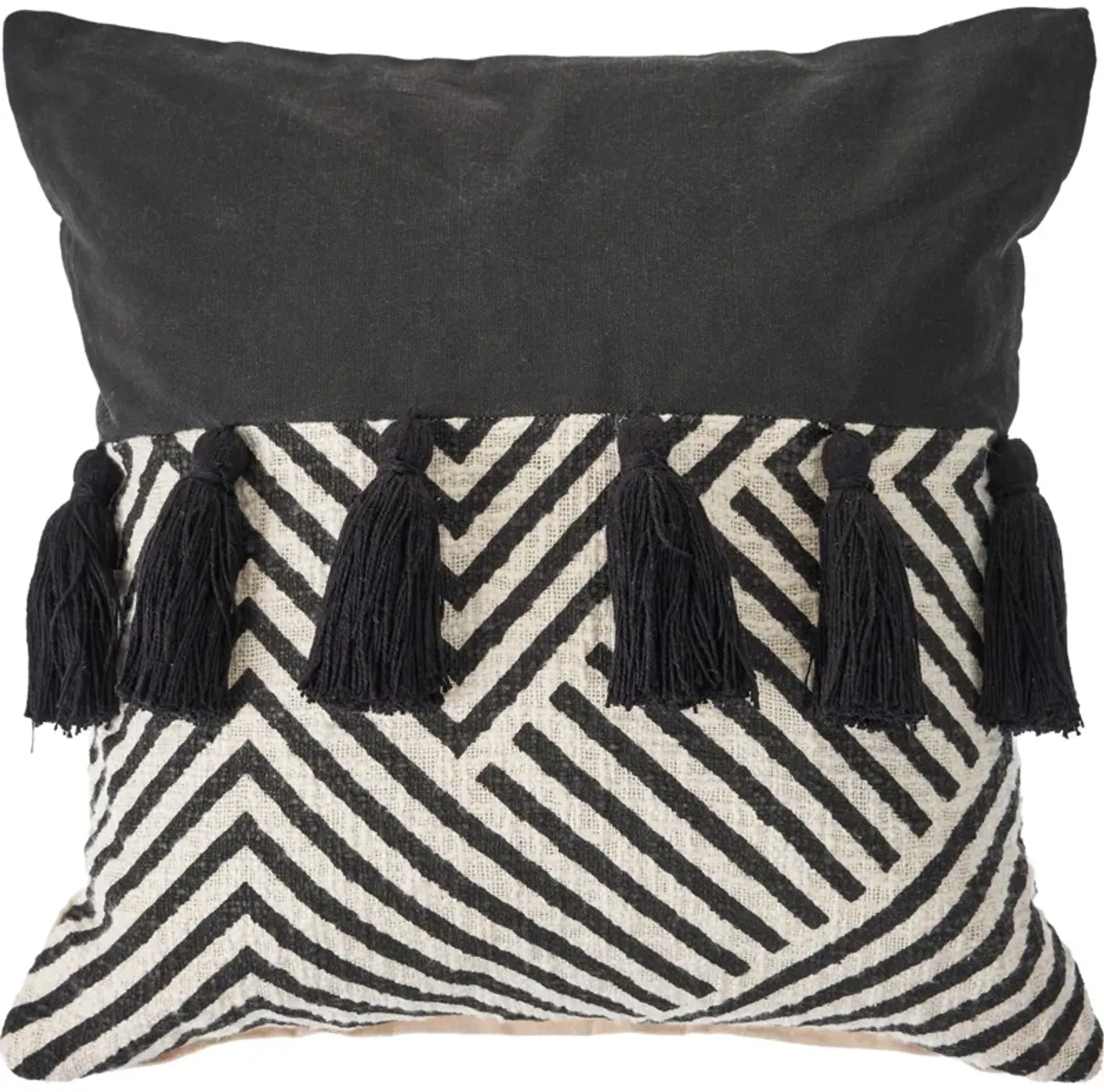 20" Black and White Chevron Square Throw Pillow