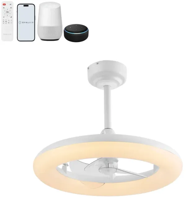 Piero 21.5" Contemporary Minimalist 3-Speed Metal Mobile-App/Remote-Controlled Dimmable Smart Integrated LED Ceiling Fan