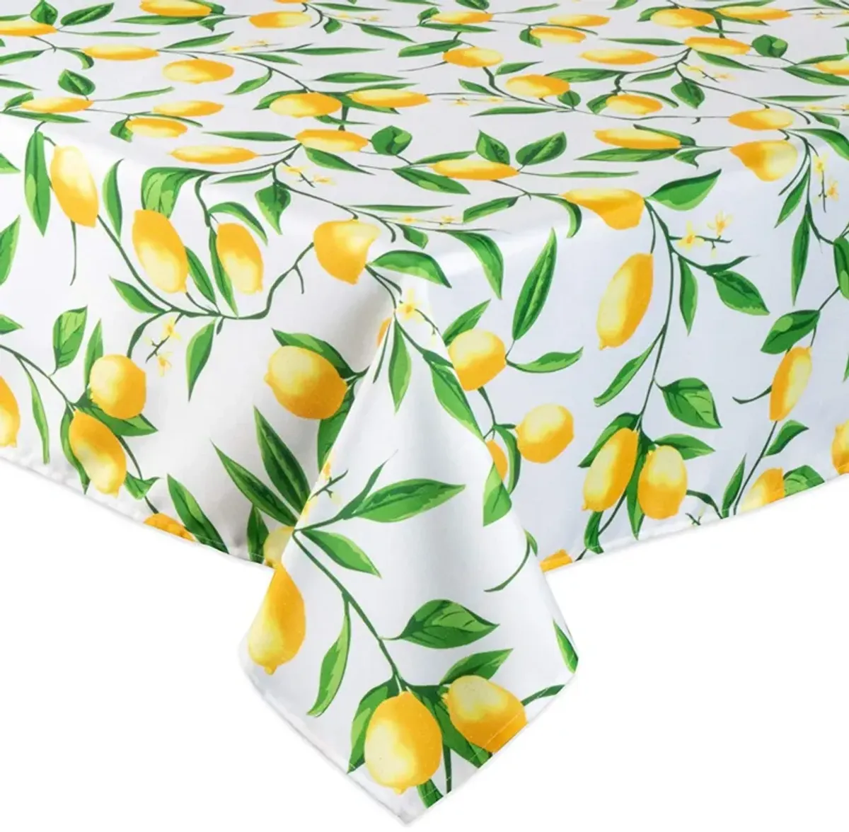 52" Daffodil Yellow and Green Lemon Bliss Printed Square Tablecloth