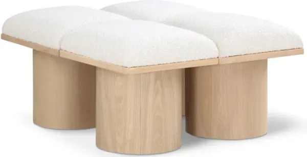 Meridian Furniture Pavilion Cream Boucle Fabric Bench