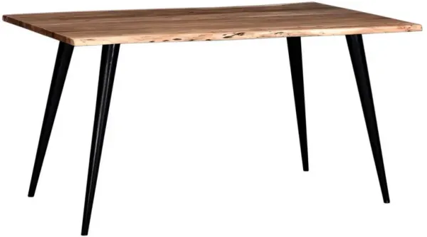 Sal 48 Inch Dining Table, Acacia Wood, Live Edges, Natural Brown, Black-Benzara