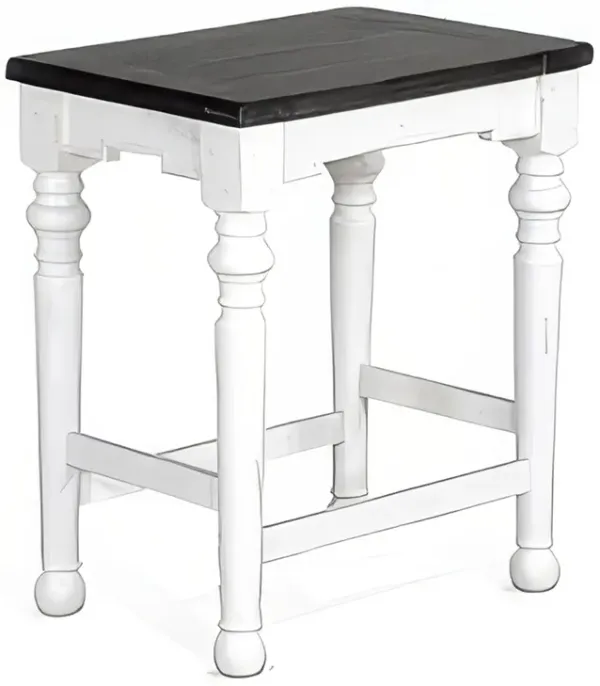 Orso Counter Height Stool Set of 2, White, Dark Brown Mahogany Wood - Benzara