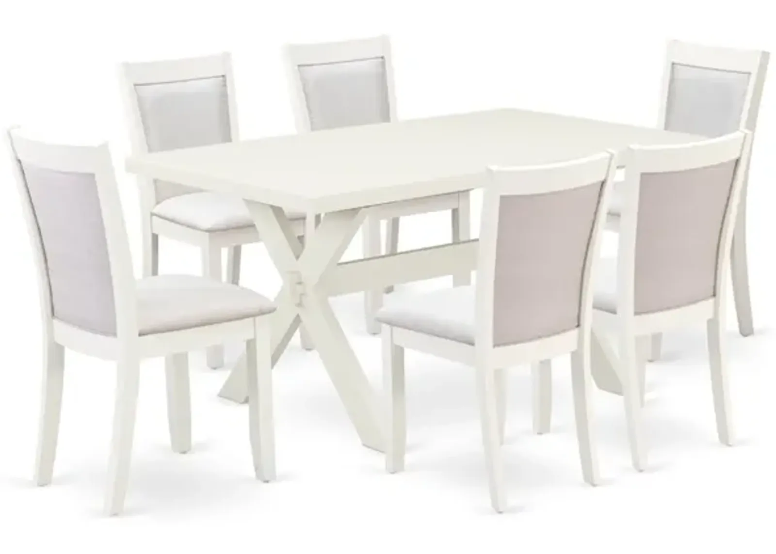 East West Furniture X026MZ001-7 7Pc Dining Set - Rectangular Table and 6 Parson Chairs - Multi-Color Color