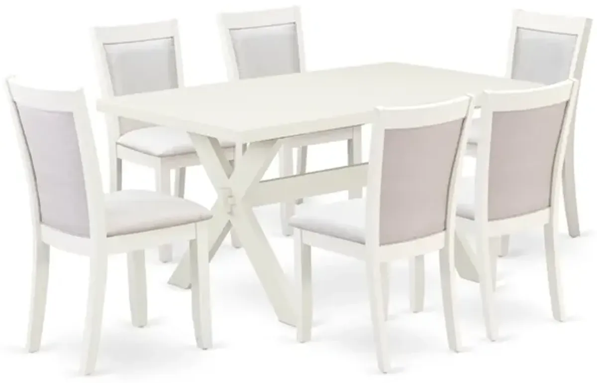 East West Furniture X026MZ001-7 7Pc Dining Set - Rectangular Table and 6 Parson Chairs - Multi-Color Color