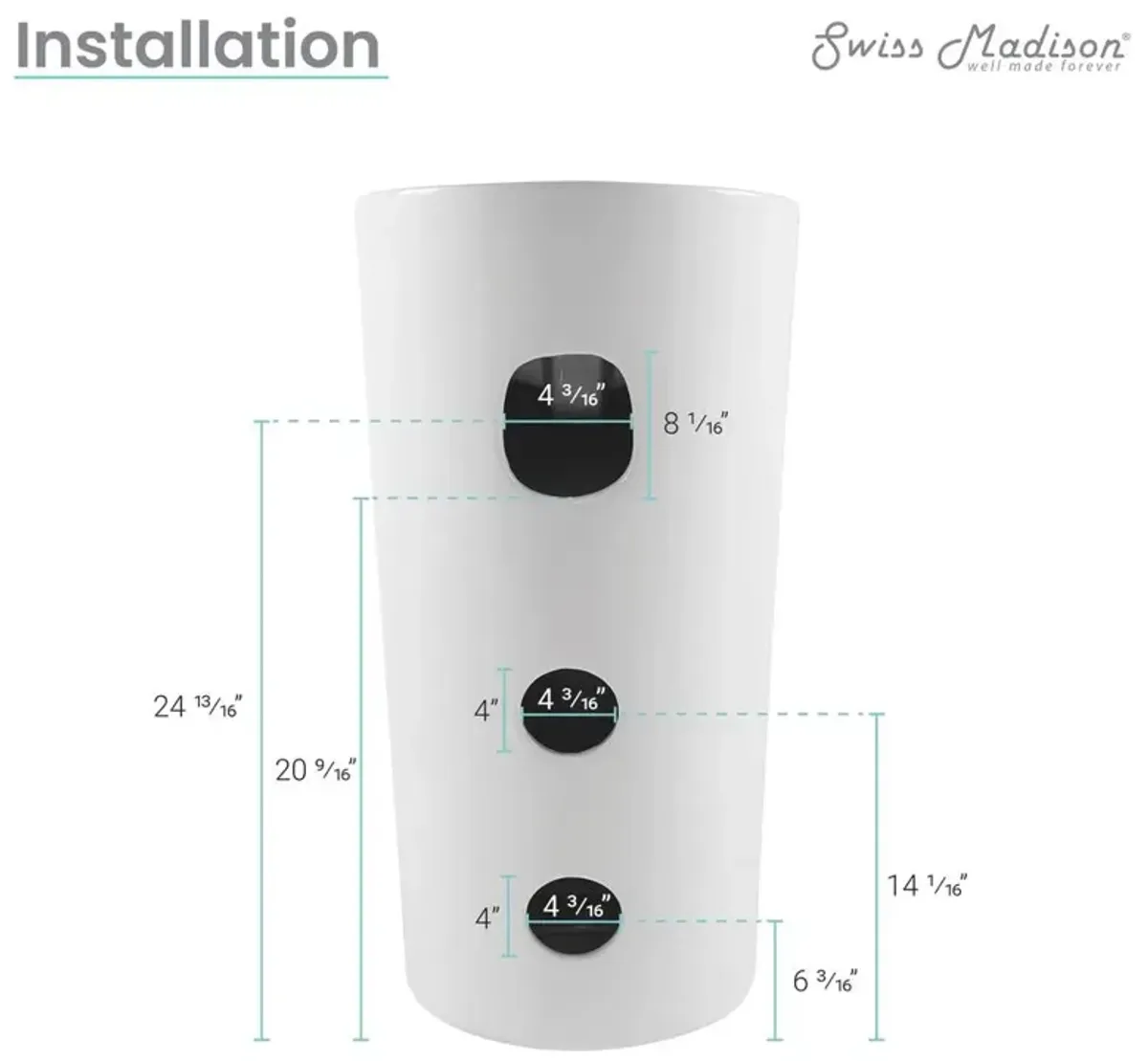 Swiss Madison St. Tropez Circular One Piece Pedestal Sink