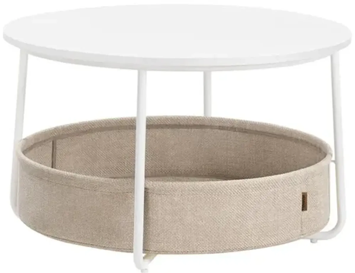 Coffee Table with Fabric Basket