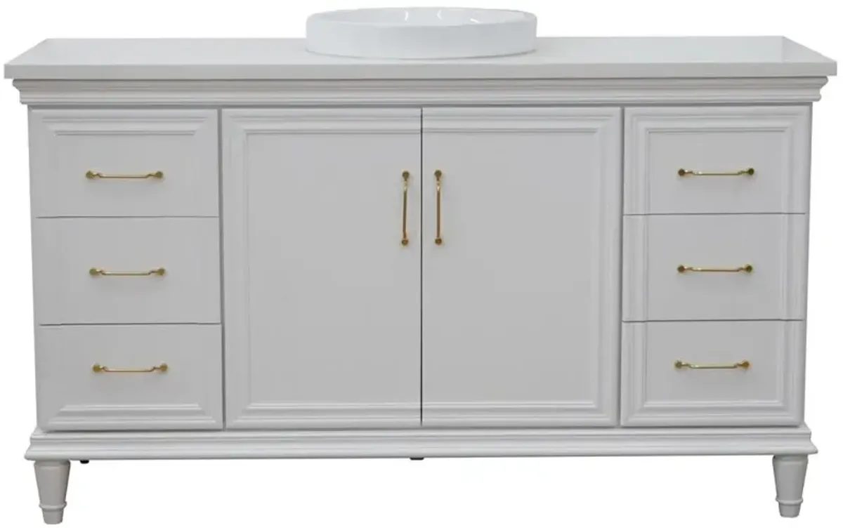 BELLATERRA HOME LLC 61 Single vanity in White finish with White quartz and rectangle sink