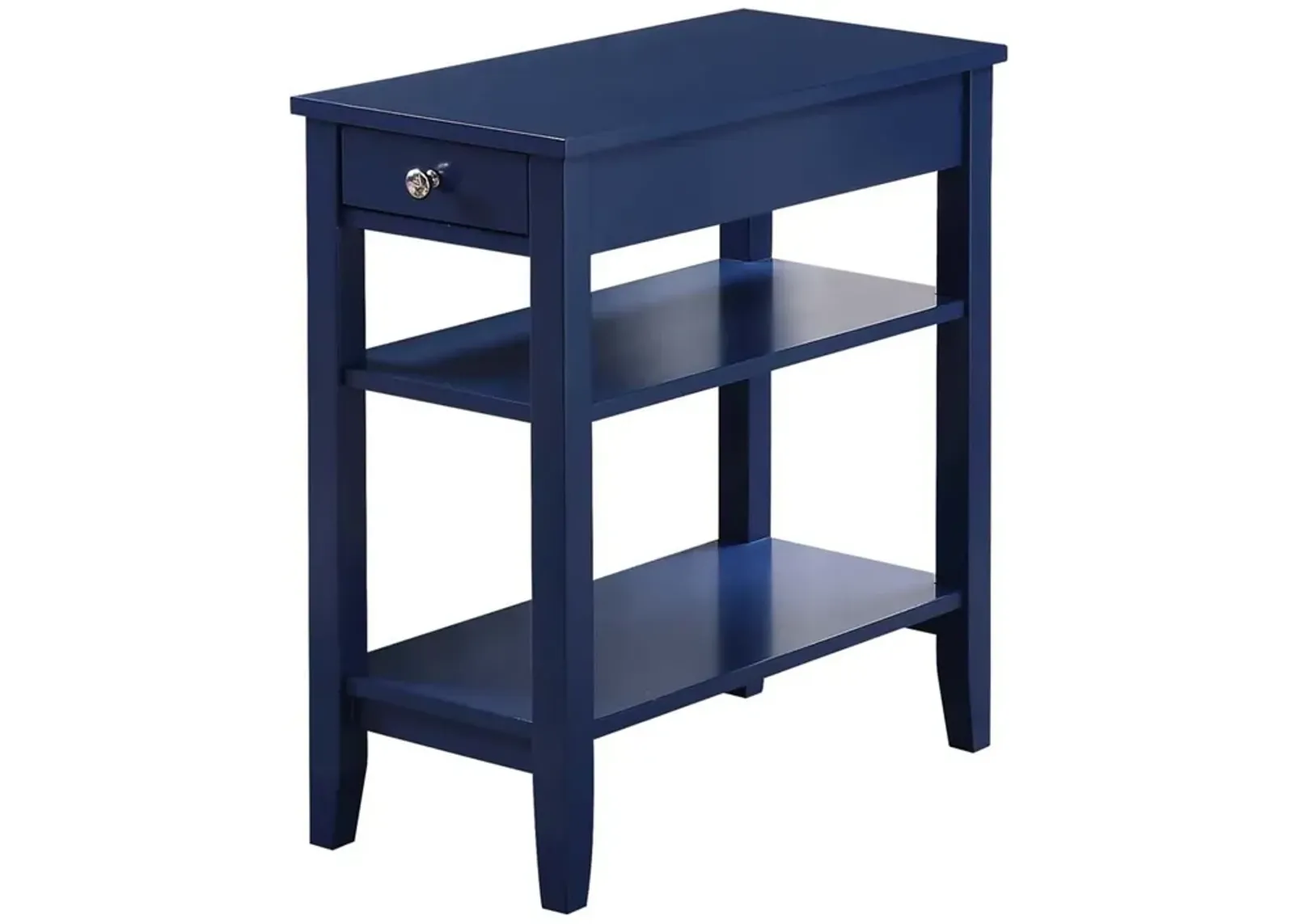 Convenience Concepts American Heritage 1 Drawer Chairside End Table with Shelves, 23.5 x 11.25 x 24, Cobalt Blue