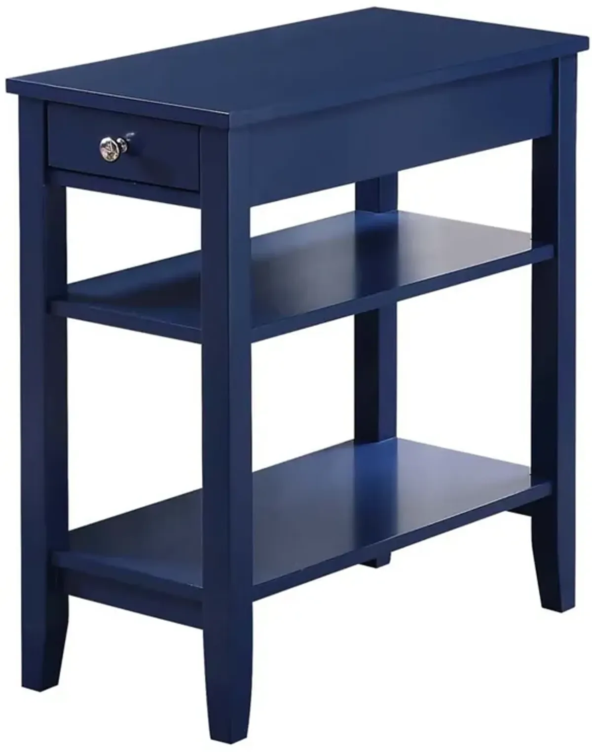 Convenience Concepts American Heritage 1 Drawer Chairside End Table with Shelves, 23.5 x 11.25 x 24, Cobalt Blue