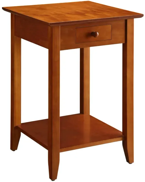 Convenience Concepts American Heritage End Table with Drawer and Shelf, Cherry, 18 in x 18 in x 26 in