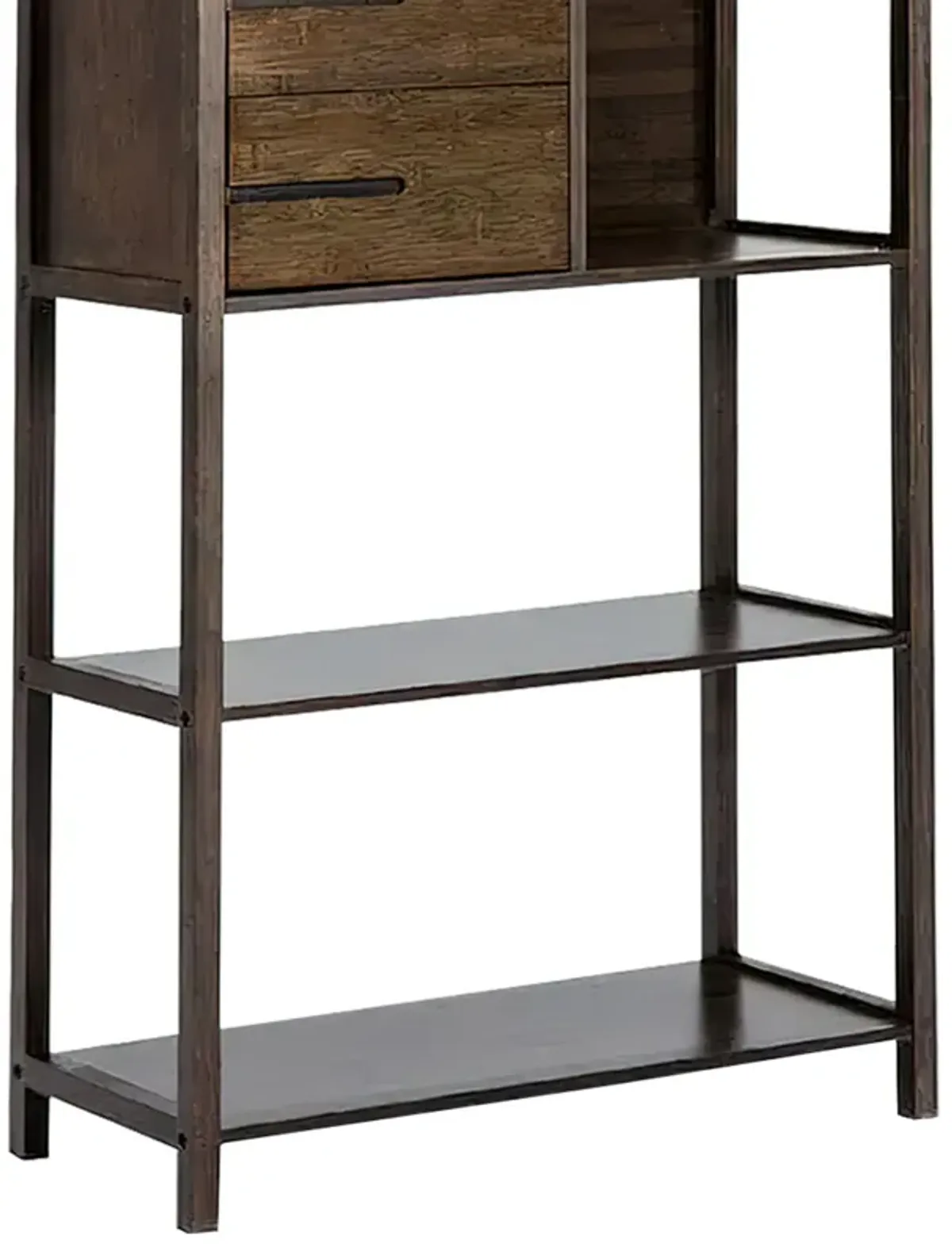 Axa 68 Inch Bamboo Shelf Bookcase with Cabinet, Right Facing, Dark Brown-Benzara