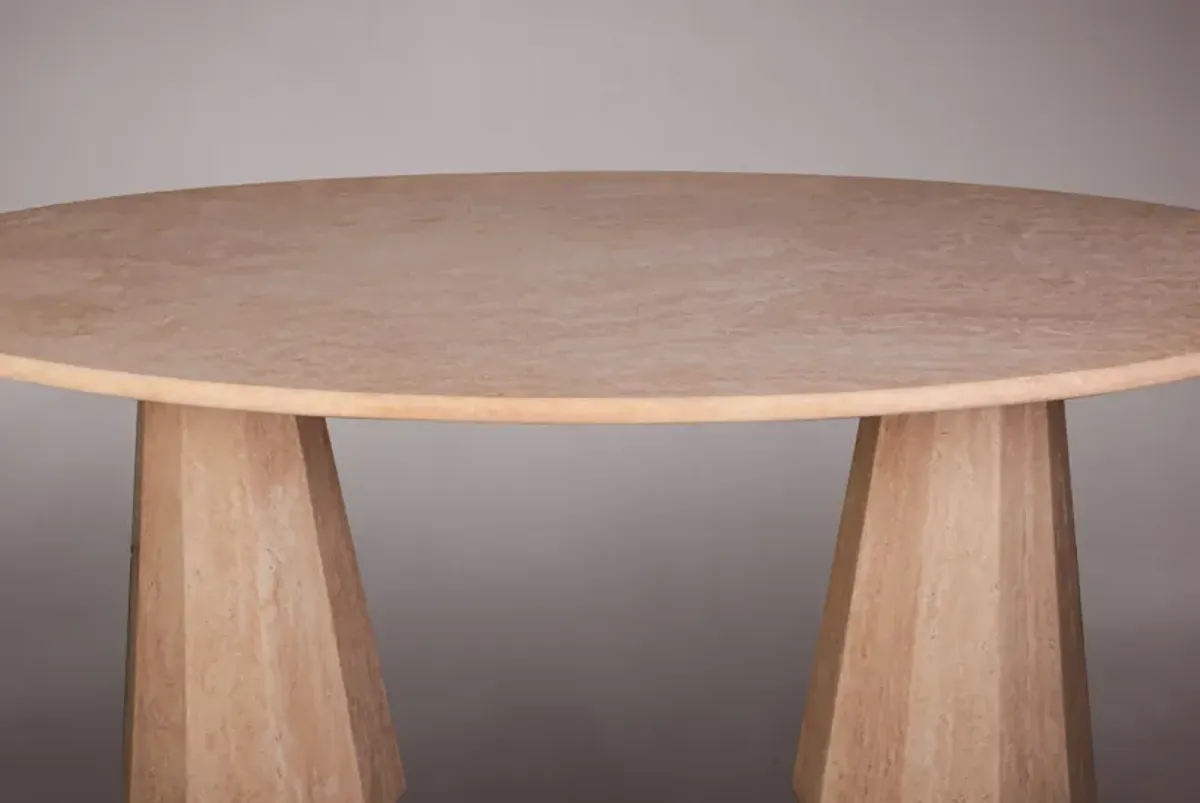 Oval Travertine Dining Table 76"