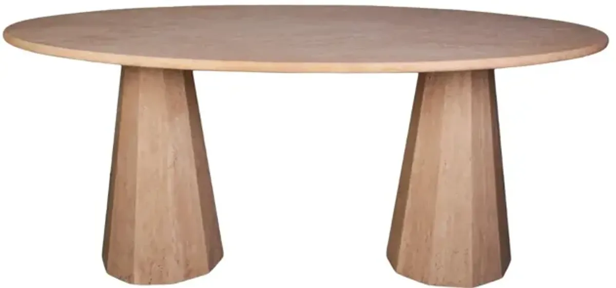 Oval Travertine Dining Table 76"