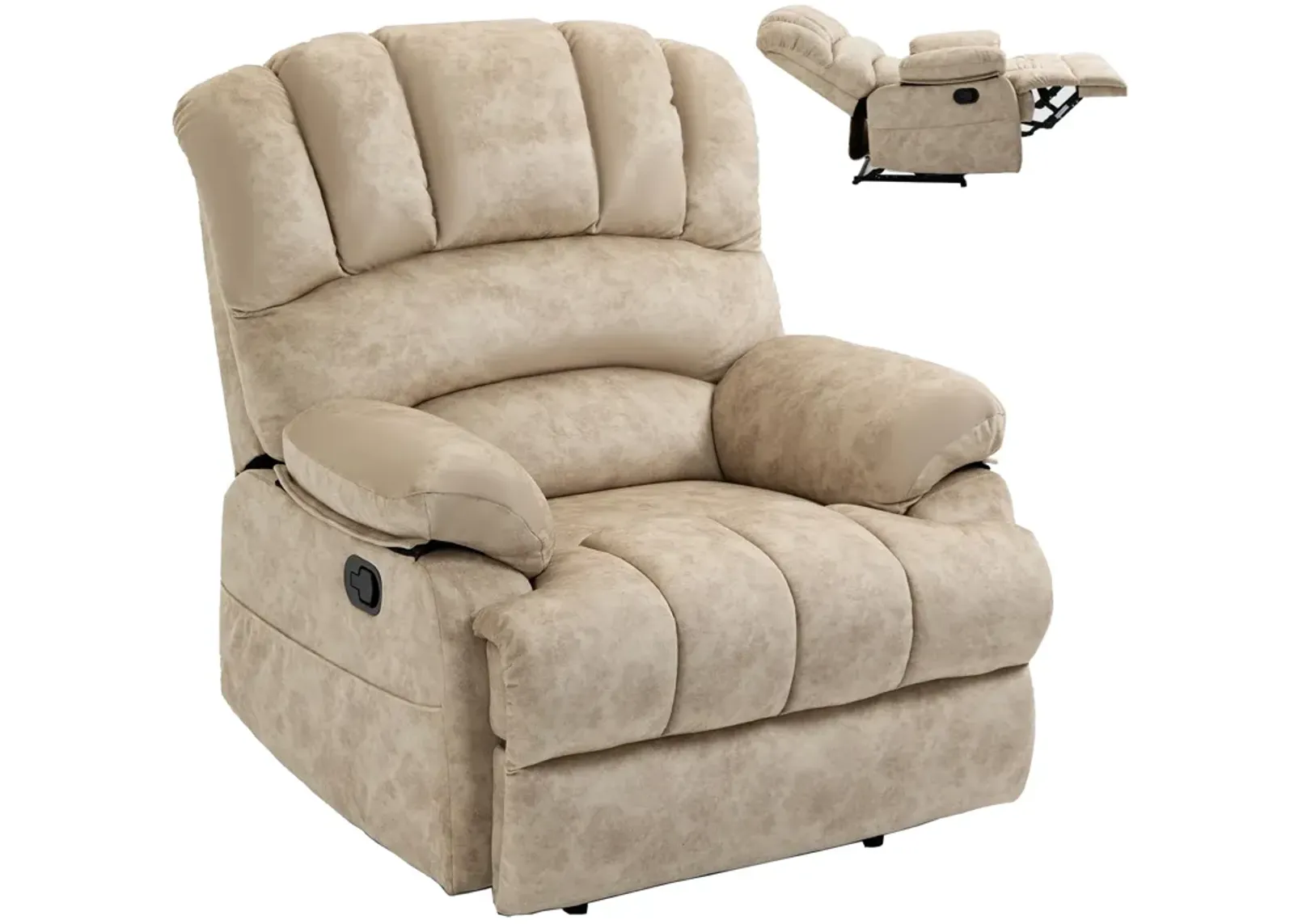 Mondawe Large Manual Recliner Chair in Fabric with Pillow Top Arms and Cushion Back for Living Room, Gray