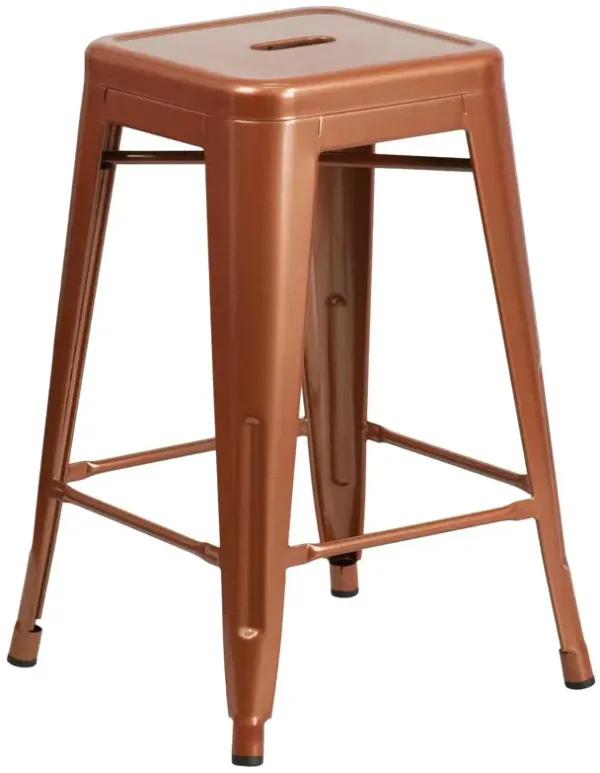 Flash Furniture Kai Commercial Grade 24" High Backless Copper Indoor-Outdoor Counter Height Stool