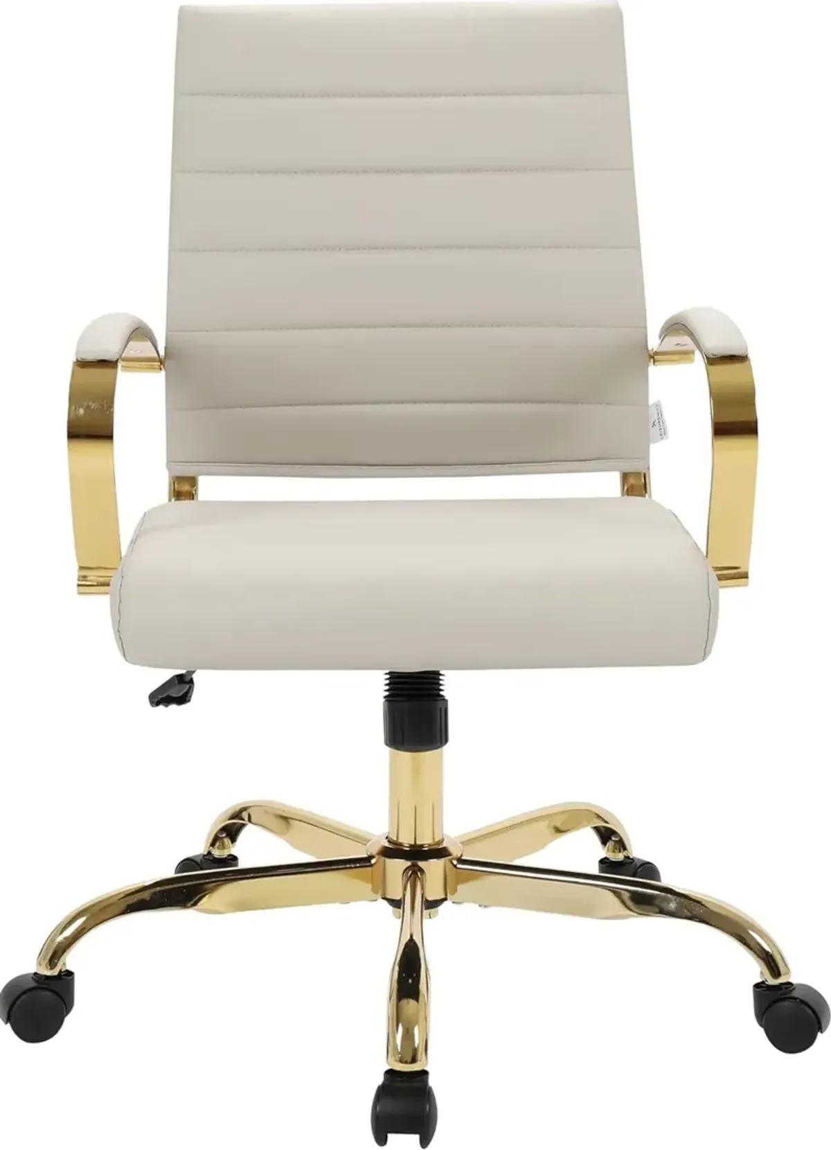 LeisureMod Benmar Home Leather Office Chair With Gold Frame