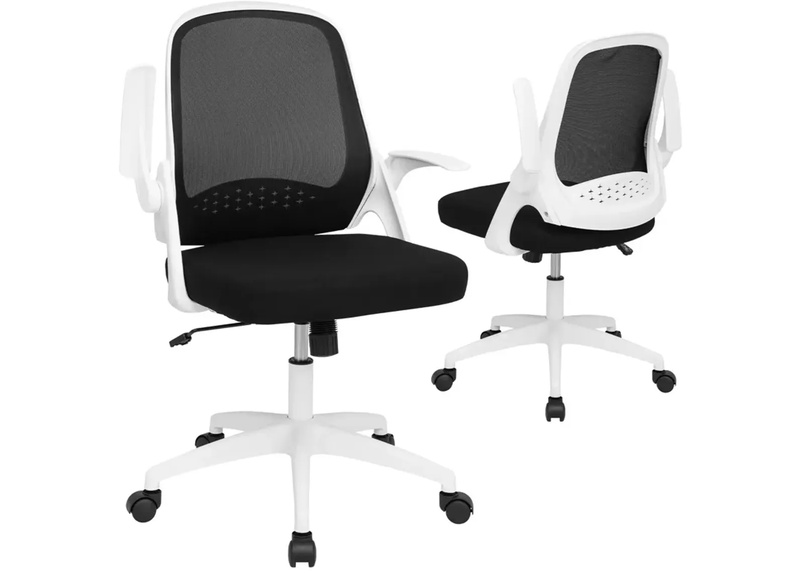 Costway Mesh Office Chair Adjustable Rolling Computer Desk Chair w/Flip-up Armrest White