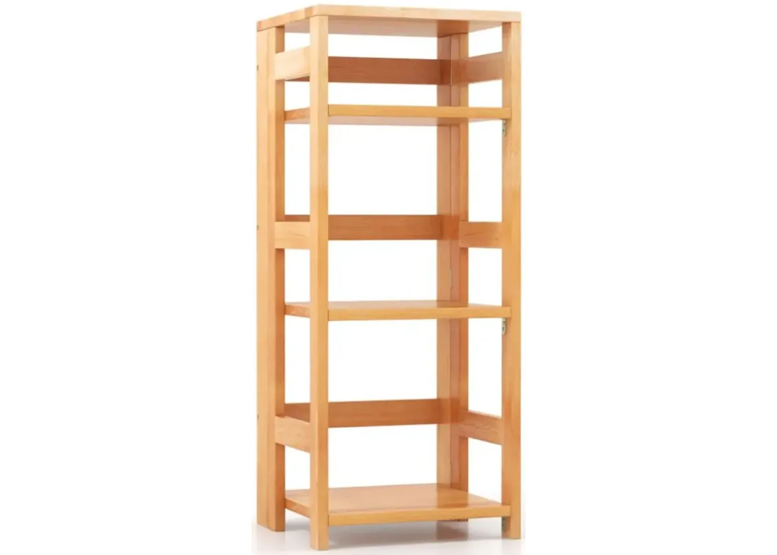 Hivvago 14-Inch 4-Tier Rubber Wood Bookcase with Side Fences