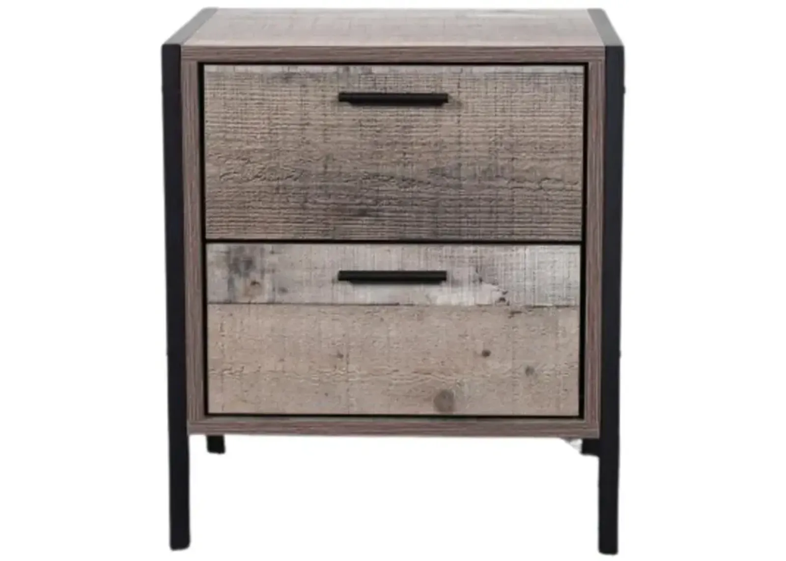 Two Drawer Night Stand with Metal Frame and Legs