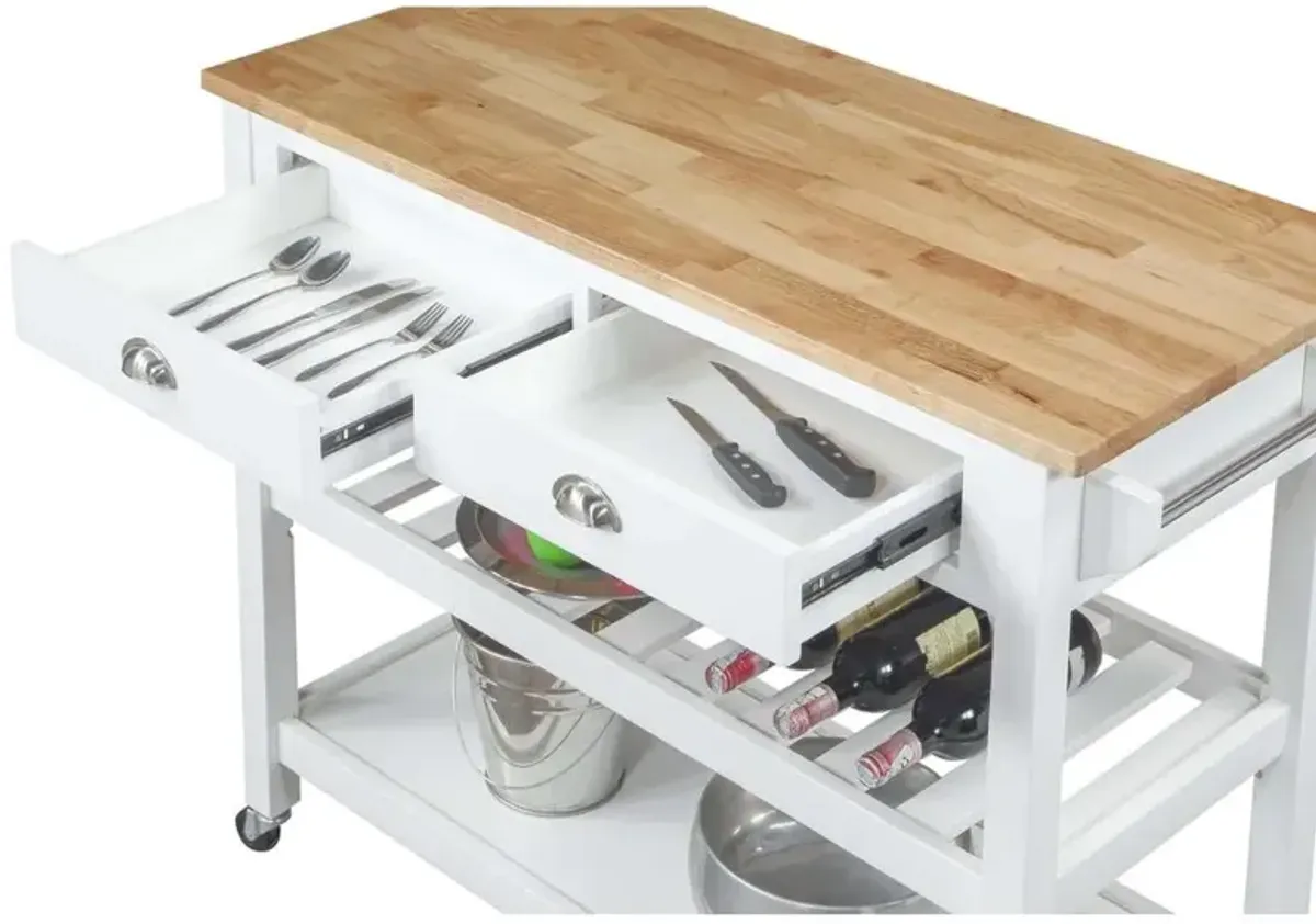 Convenience Concepts American Heritage 3 Tier Butcher Block Kitchen Cart with Drawers