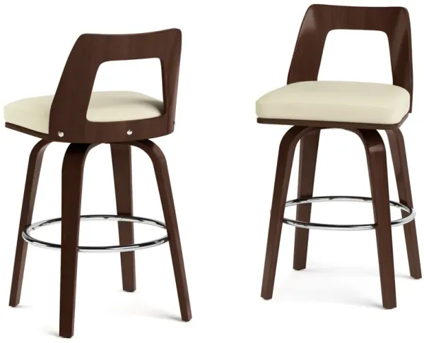 Ellison Contemporary 24 inch Bentwood Counter Height Stool (Set of 2) in Cream Vegan Faux Leather