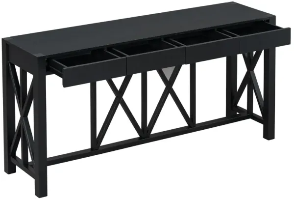 Merax Farmhouse Console Table  Acacia Veneer Entryway Table with 4 Drawers & Crisscross Design