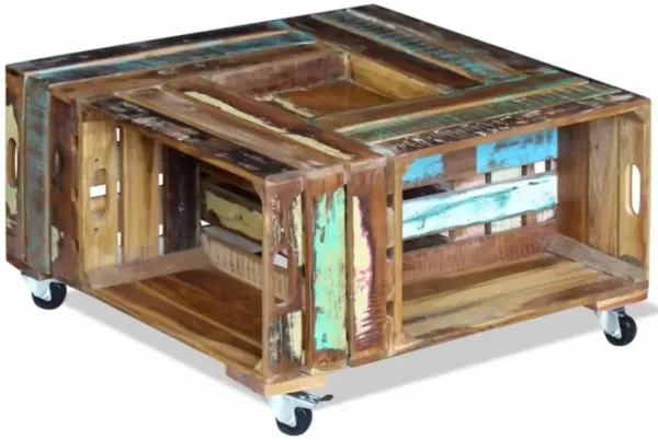 vidaXL Coffee Table Solid Reclaimed Wood 27.6"x27.6"x13.8"