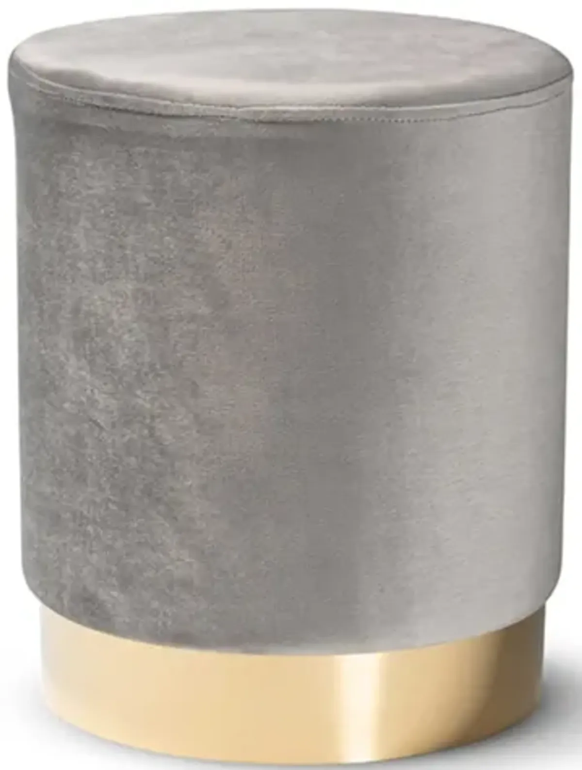 Baxton Studio Chaela Contemporary Glam and Luxe Grey Velvet Fabric Upholstered and Gold Finished Metal Ottoman