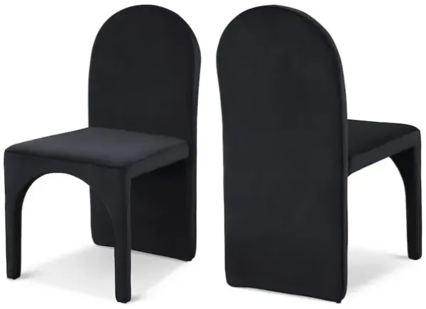 Meridian Furniture Summer Black Velvet Dining Side Chair, Set of 2
