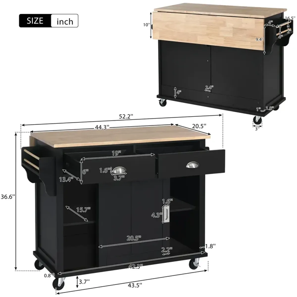 Merax Kitchen Island Cart