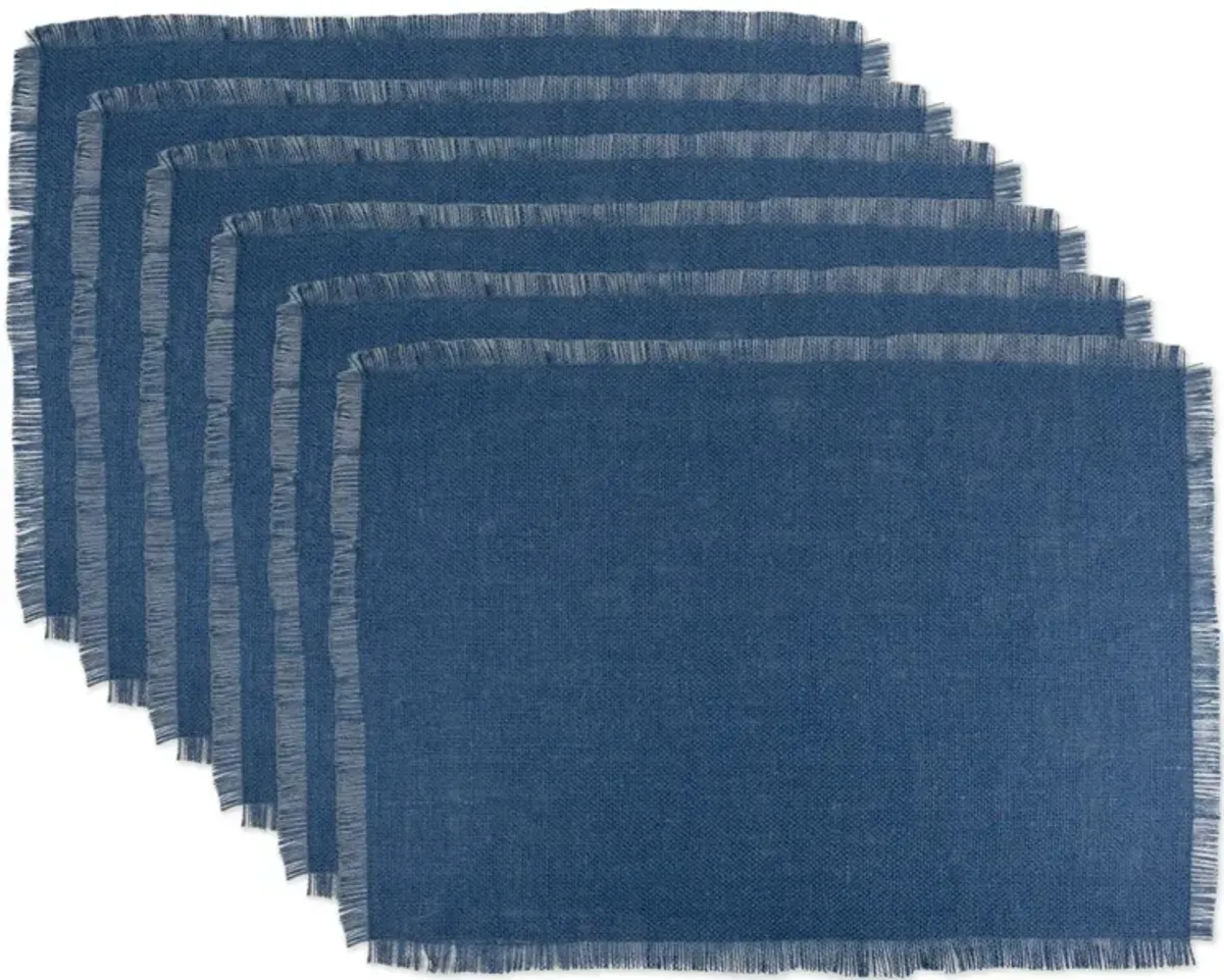 Set of 6 Blue Rectangular Jute Placemat 19"