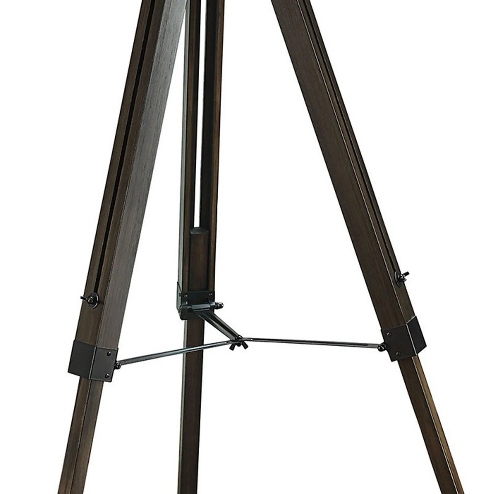 55 Inch Floor Lamp with Tripod Legs, Spotlight Design, Wood, Black Finish-Benzara