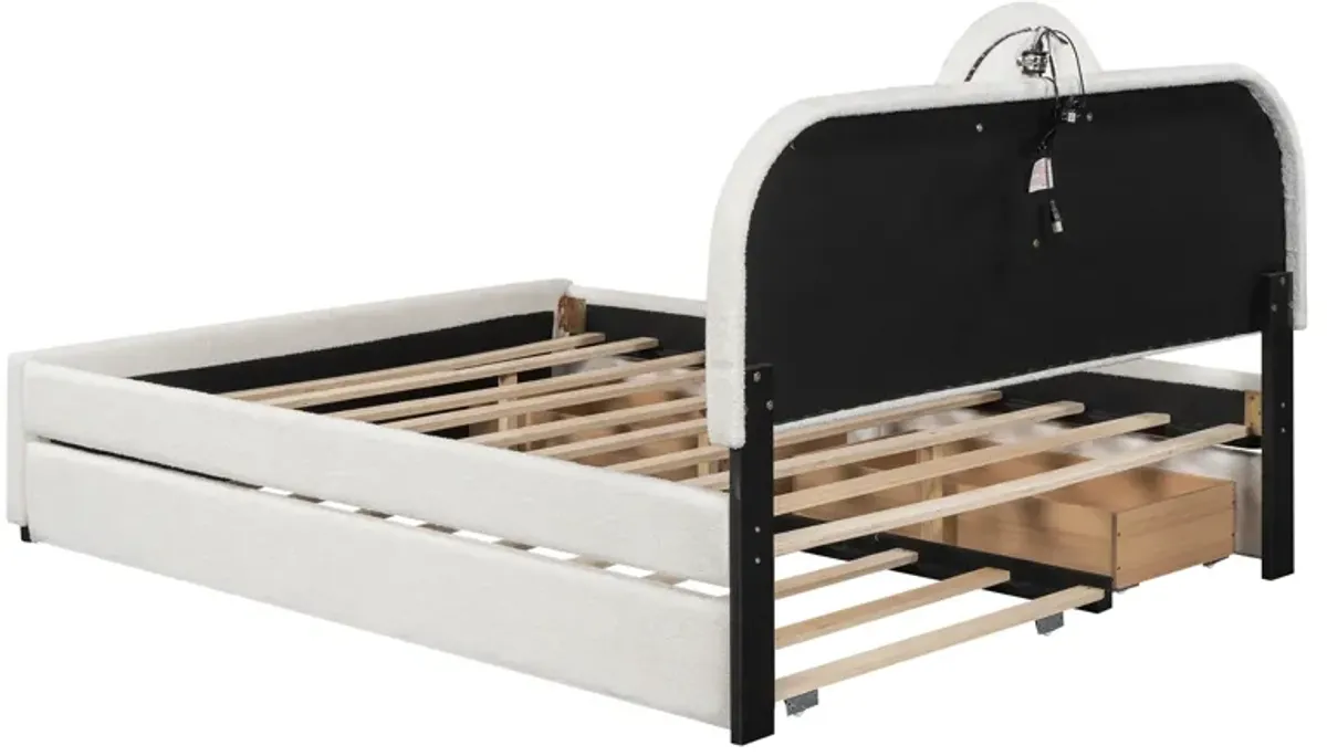 Merax Multi-functional Platform Bed with Trundle and 2 Drawers