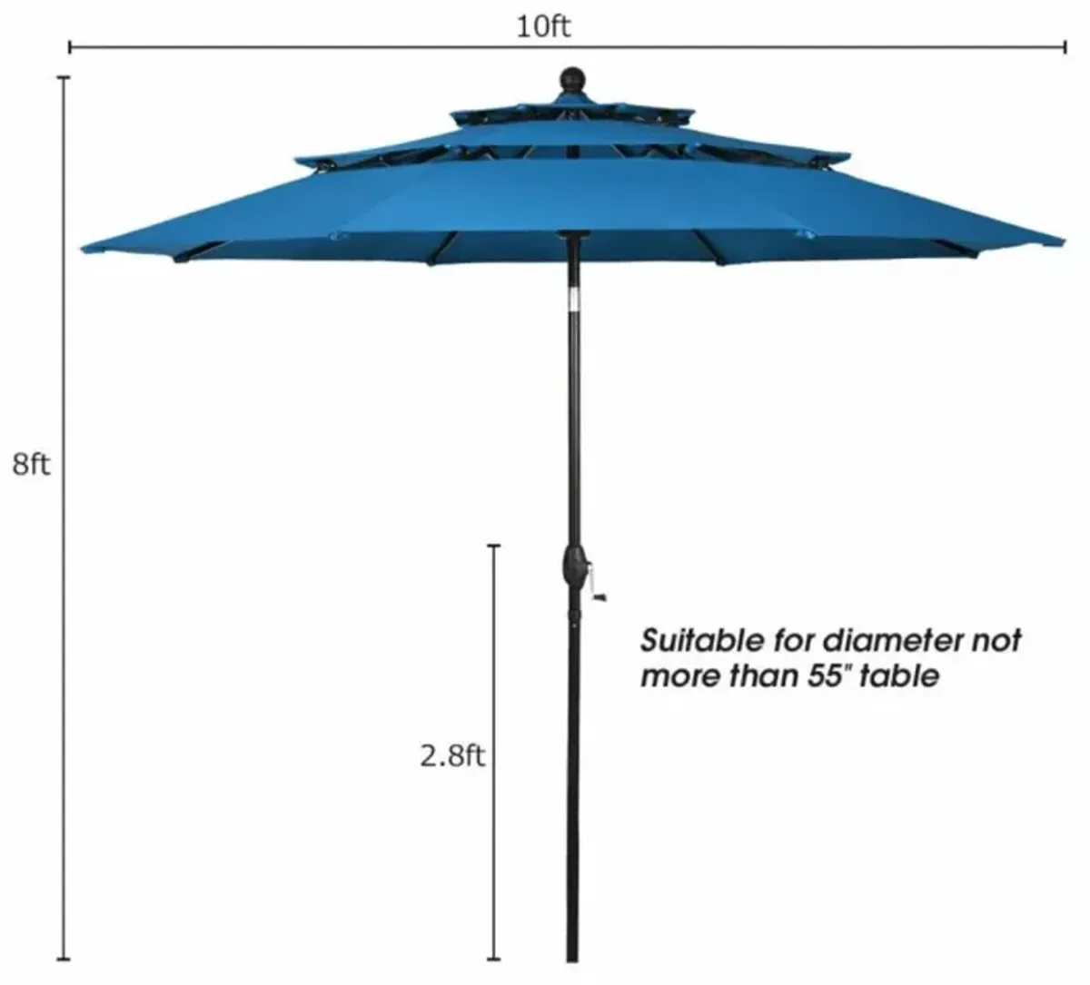 Hivvago 10 Feet 3 Tier Outdoor Patio Umbrella with Double Vented