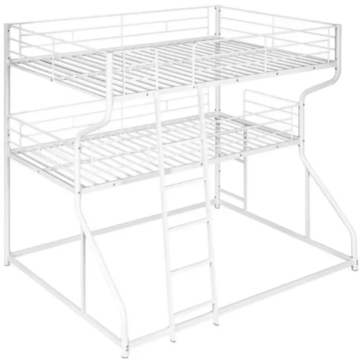 Space-Saving Triple Bunk Bed with Long and Short Ladders