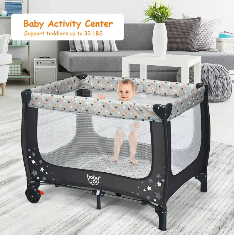 Portable Baby Playpen with Mattress Foldable Design