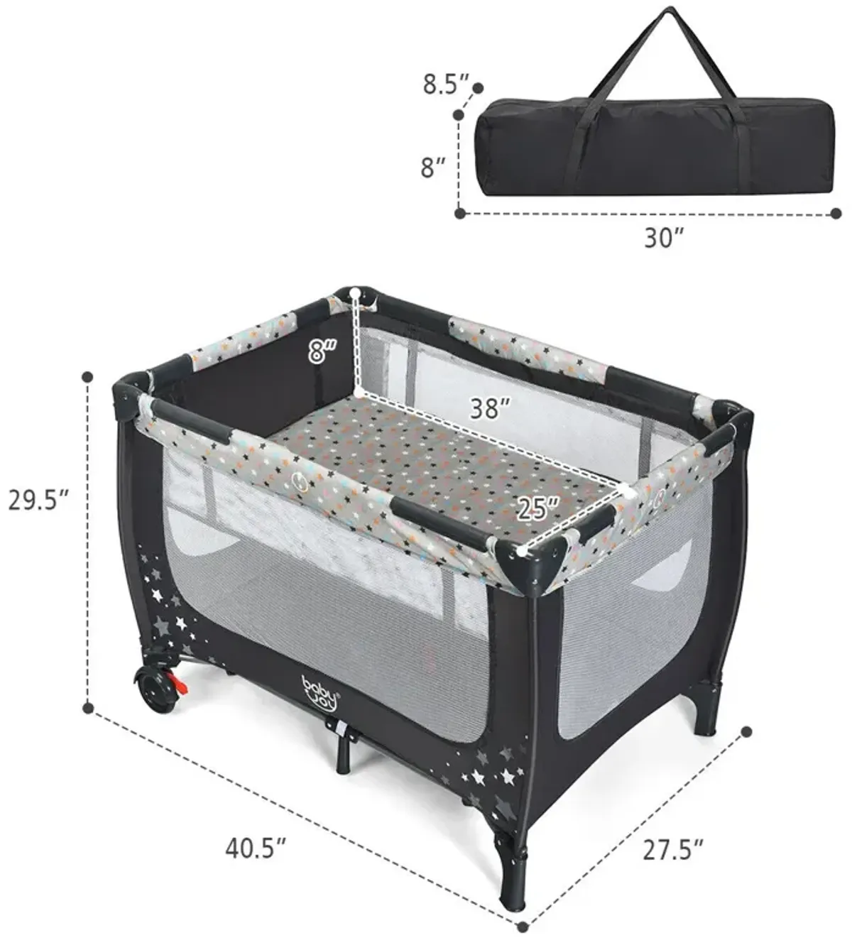 Portable Baby Playpen with Mattress Foldable Design