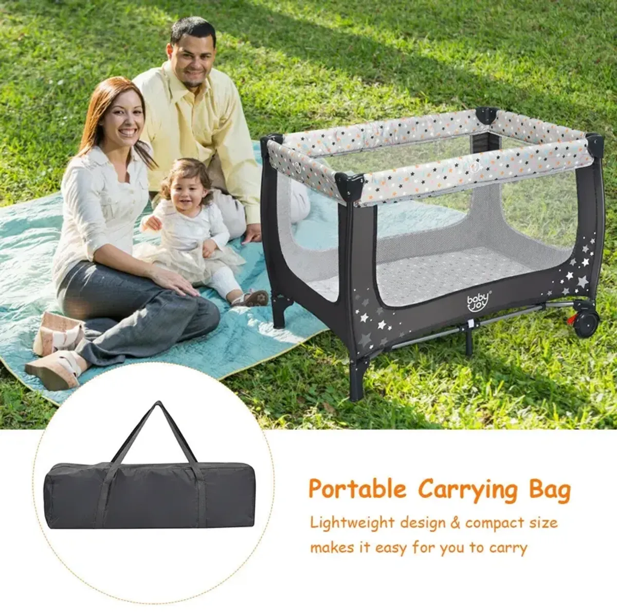 Portable Baby Playpen with Mattress Foldable Design