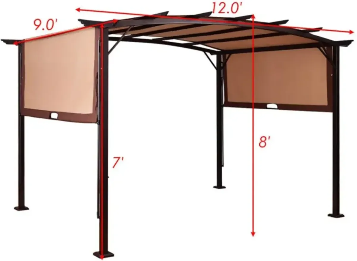 Hivvago 12 x 9 Feet Outdoor Pergola Gazebo with Retractable Canopy Shades